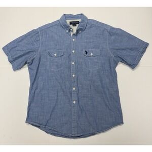 US‎ Polo Assn Shirt Mens XL Blue Pocket Utility Short Sleeve Button-Down Denim